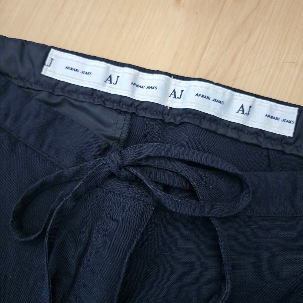 Armani Jeans Viscose Linen Blend Cargo Pants Navy Made in Italy Size US 10 - Picture 2 of 12